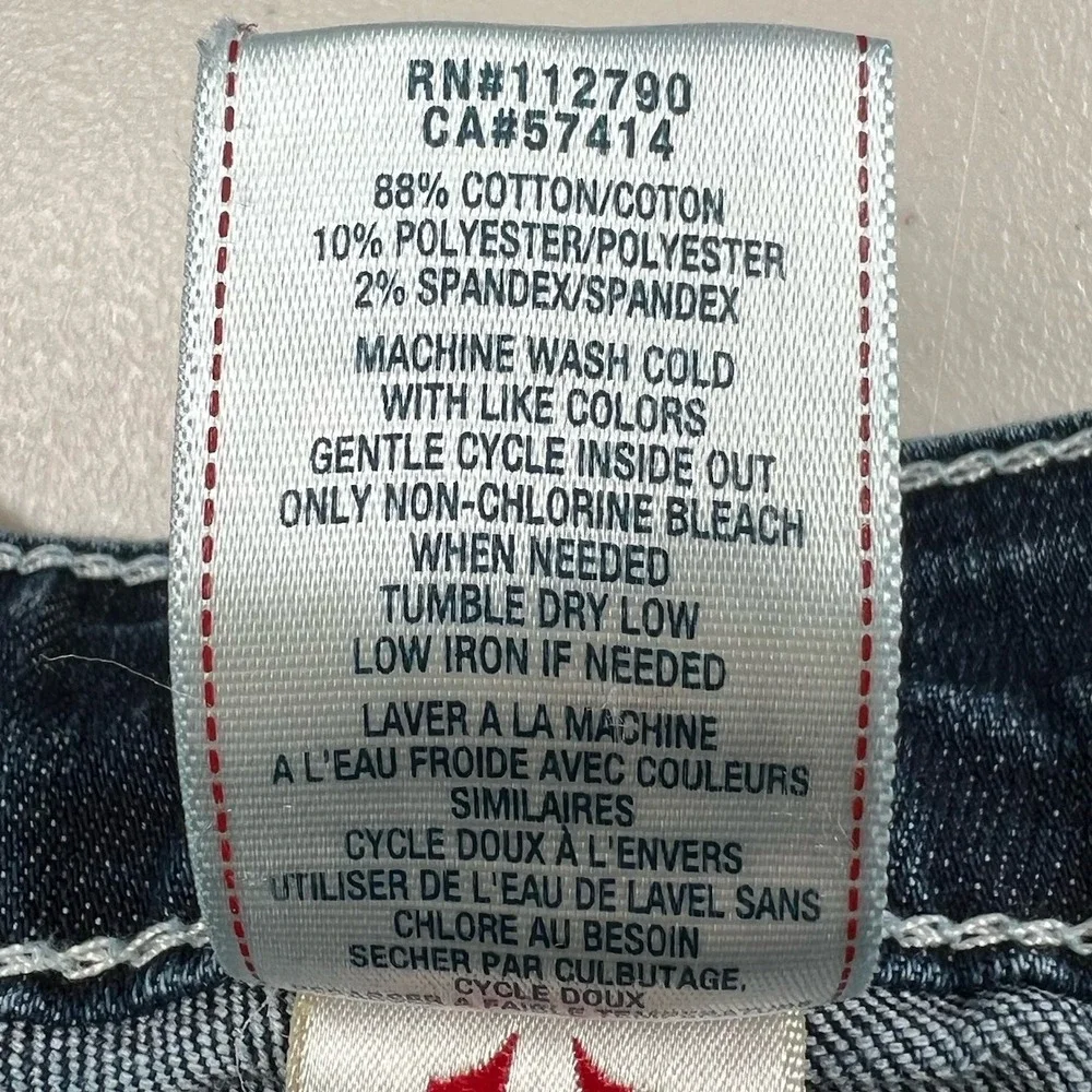 True Religion Women 25 Straight Distressed Medium Wash Low Rise Jean Flap Pocket